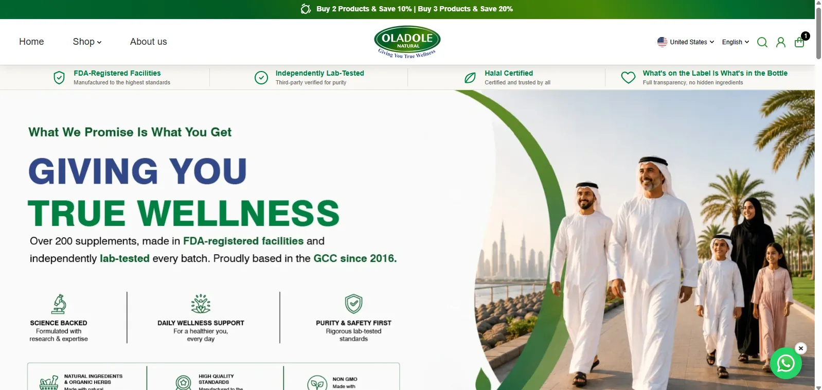 Oladole Natural Shopify website screenshot