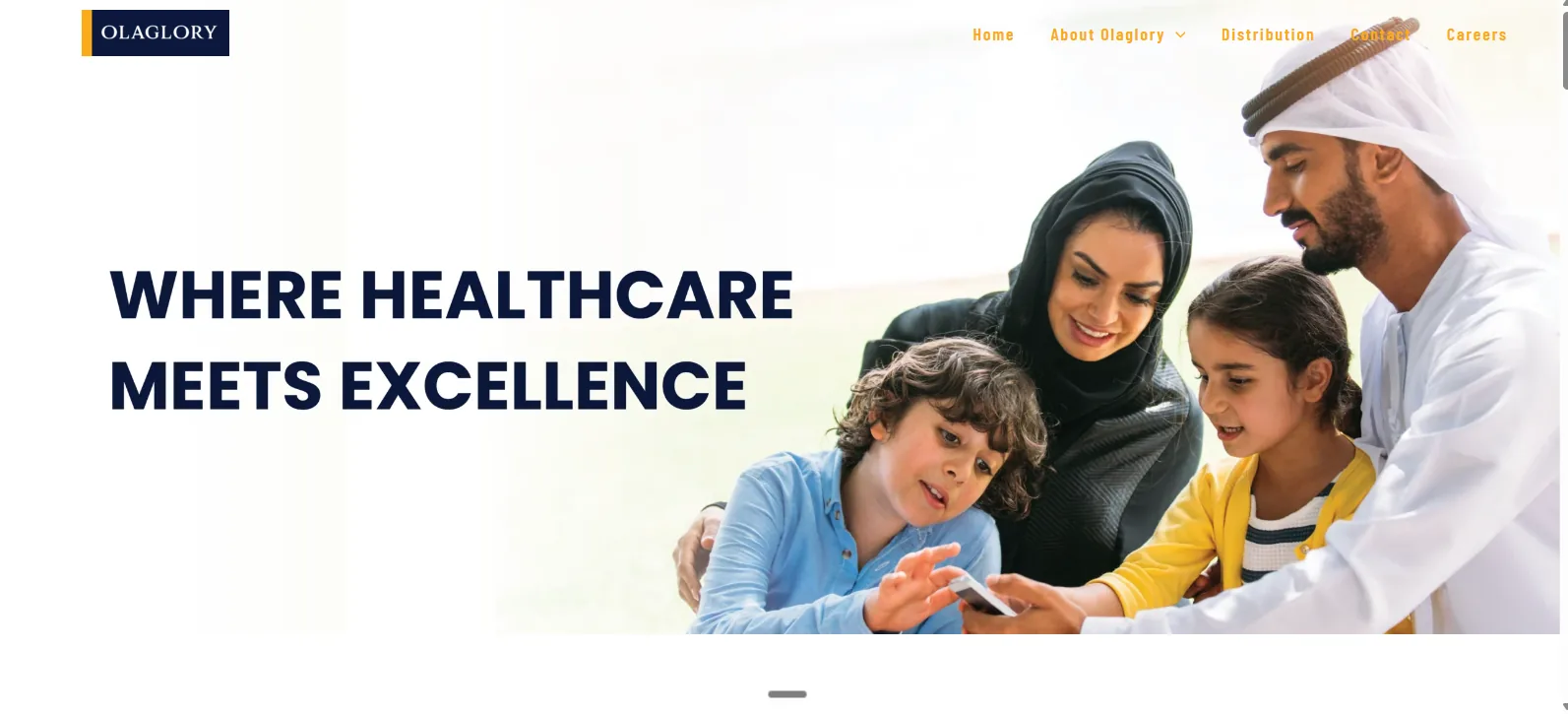 Olaglory healthcare website screenshot